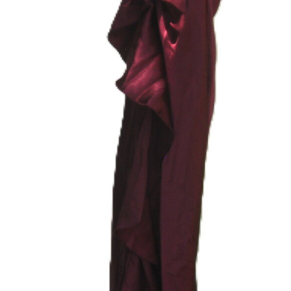 VINTAGE w/ Tag RAMPAGE Burgundy Ruffle Formal Evening Gown 3 *Needs Zipper Pull* - Picture 6 of 16